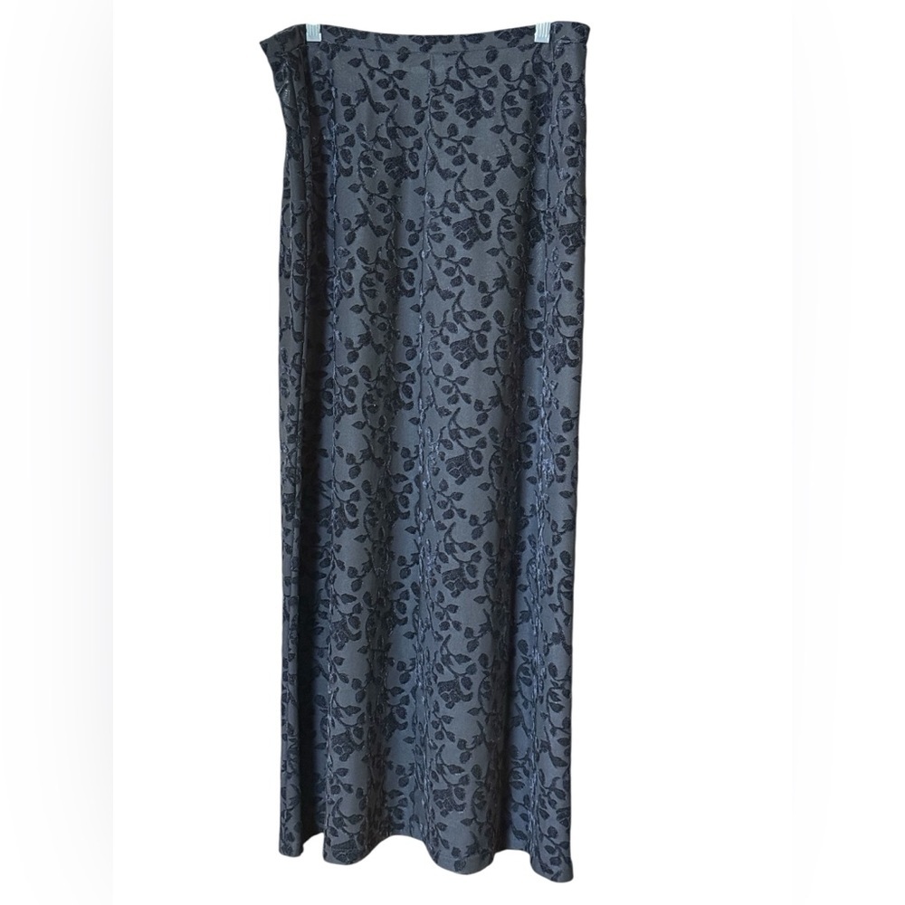 Huis Clos Collection Floral Jacquard Maxi Skirt Set Black Velvet Size 12 - Picture 4 of 11